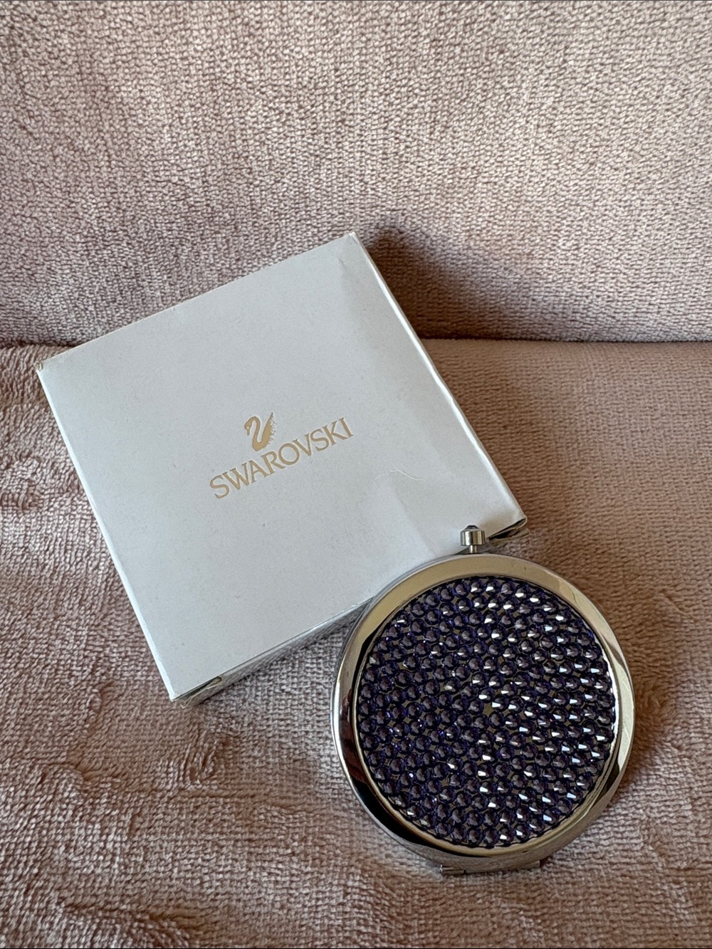 Swarovski Purple Crystal Pavé Compact Mirror